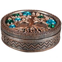 Boîte décorative d'arbre de vie ethnique pour le stockage de bijoux et d'accessoires, boîte en résine fabriquée à la main