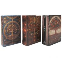Baum-Buchbox 3 Einheiten Vintage-Ethno-Deko für Zuhause und Büro