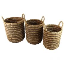 Signes Grimalt - Ensemble de 3 paniers en jacinthe d'eau naturelle pour la décoration de la maison