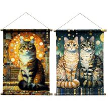 Signes Grimalt - Toile enroulable en forme de chat, 2 différences, image murale décorative moderne, ornement d'art contemporain pour la maison