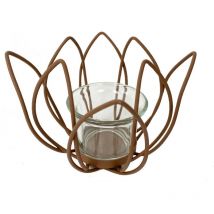 Décoration de Portavelas Portavelas dans les vases en forme de fleurs et support brun 9x13x13cm 27539 - Signes Grimalt