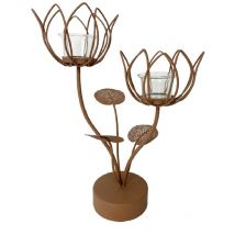 Signes Grimalt - Décoration de Portavelas Portavelas dans les vases en forme de fleurs et support brun 36x16x26cm 27535