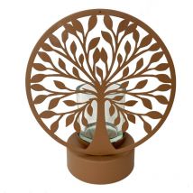 Décoration de Portavelas Bouddha avec porte-verre avec des supports en verre et brun 22x10x18cm 27534 - Signes Grimalt