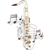 Signes Grimalt - Décoration Murale Saxophone Appliques en Métal Beige 73x54x5cm - Décoration Ethnique pour Salon, Chambre et Bureau