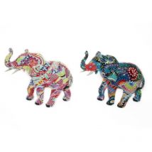 Elefantenfigur Figuren Elefant Abbildung 2 Einheiten mehrfarbiger Tier 9x5x10cm 27274 - Signes Grimalt