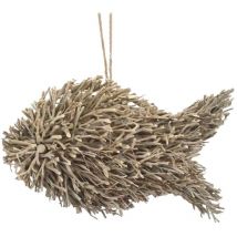 Figura De Pez Adorno Pared Adorno Pared Pez Placas De Madera Marrón 5x26x43cm 36218 - Signes Grimalt