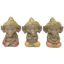Ganesha-figur, Dekorative Harzstatue Für Zuhause Und Büro, Orientalisches Design, 3-teiliges Set, Ideal Als Geschenk
