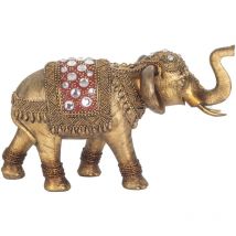 Signes Grimalt - Figurine Éléphant Ethnique Décorative en Résine Dorée 24 cm