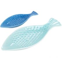 Fischförmiger Teller 2 he, blaue Tabletts – 3 x 30 x 12 cm, Keramik Nautische und Matrosendekoration - Signes Grimalt