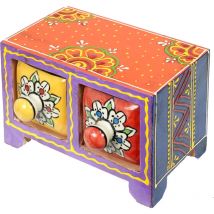 Signes Grimalt Gewürzregal, 2 Schubladen, Boxen und Schmuckschatullen Rechteckiges orangefarbenes Gewürzregal – 9 x 16 x 11 cm