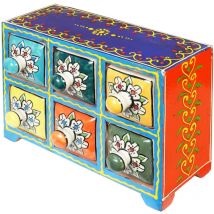 Gewürzregal, 6 Schubladen, Boxen und Schmuckschatullen, rot, rechteckig – 17 x 23 x 11 cm - Signes Grimalt