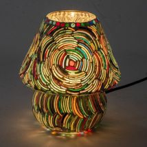 Tischlampe im Pilzstil mit Mosaikdesign in Grüntönen