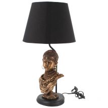Signes Grimalt Möbel Desktop -Lampe Lampe mit afrikanischen Figur Goldene Lampen 30x30x58cm 25291