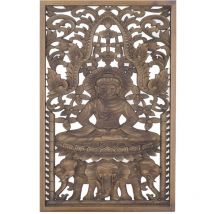 Signes Grimalt - Mur de la plaque en bois en bois Plaques de bois marron mural Bouddha 70x1x45cm 26918