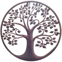 Albero della Vita Ornamento Applique Rotondo in Metallo Grigio 40x40x1cm - Signes Grimalt