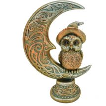 Signes Grimalt Owl Over Moon Fantasy - Figurine Chouette Marron 17x12x6cm