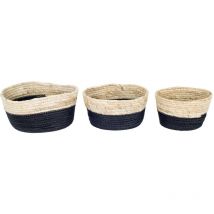 Panier de décoration Paniers 3 paniers bleus 28x28x27cm 27652 - Signes Grimalt