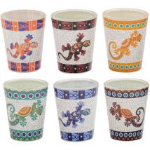 Signes Grimalt - Petits Vases et Bougeoirs Multicolores en Verre Lézard 6U - 6x5x5cm