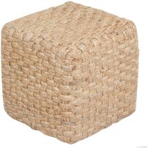Puff 40x40cm Beige Naturjute, dekorativer Puff, ideal für Wohnzimmer, Schlafzimmer und moderne Räume