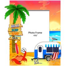 Strand-Fotorahmen, rechteckig, rote Rahmen, 23 x 20 x 2 cm – Heimdekoration - Signes Grimalt