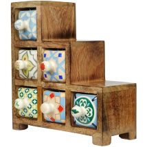 Spice Rack 6 Tiroirs Boîtes Et Boîtes à Bijoux Étagère à Épices Marron - 23x22x11cm - Signes Grimalt
