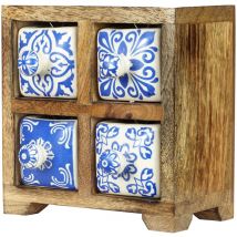 Spice Rack 4 Tiroirs Boîtes Et Boîtes à Bijoux Étagère à Épices Carrée Marron - 16x16x11cm - Signes Grimalt