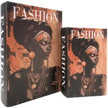 Scatola per libri africani 2U grigia rettangolare - 27x18x7 cm - Signes Grimalt