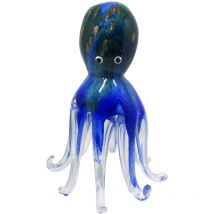 Blauer Oktopus-Briefbeschwerer, 17 x 11 x 11 cm – elegante Glasdekoration für Büro oder Zuhause - Signes Grimalt