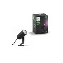 Philips Lily Hue ext. spike Black 1x8W 24V - Piedestal extérieur/Lampadaire - Anthracite - Aluminium - IP65 - Jardin - Patio - ii (1741530P7)
