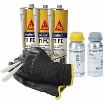 Sikaflex 11 Fc Weiß 3x 300ml Mit Primer 210, Aktivator 205 Und 5x Düsenspitzen - Ideal Für Die Abdichtung Von Aluminium Und Stahl