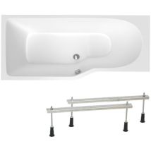 160x80 Cm Laguna Beata Plus Asymmetrische Bade- Und Duschwanne Mit Füßen, Acryl, Links, Weiß (be1600lplus-set) - Siko