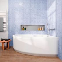 160x95 cm Laguna Luiza baignoire d'angle en acrylique, droite + tablier 160 cm + pieds, blanc (LU1600P-SET1) - Siko