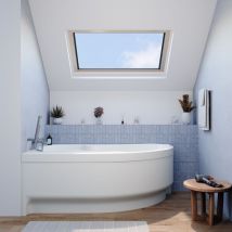 Siko - 170x100 cm Laguna Fortuna Plus asymmetrische Badewanne aus Acryl, links + Schürze 170 cm + Füße, weiß (FO1700LPLUS-SET1)