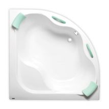 Siko - Bañera esquinera acrílica Laguna Samanta Plus de 140 x 140 cm, blanca (SM1400PLUS)