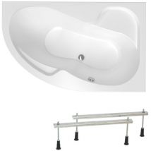 160x100 cm Fortuna Plus baignoire d'angle avec pieds, Acrylique, Droite, Blanc (FO1600PPLUS-SET) - Siko