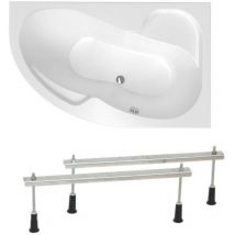 Siko - 170x100 cm Fortuna Plus baignoire asymétrique, avec pieds, acrylique, droite, blanc (FO1700PPLUS-SET)