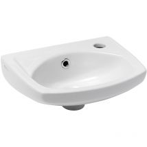 Siko - Lavabo con orificio para grifería a la derecha, rebosadero, 35x28 cm, Blanco (EUR913)