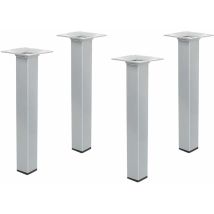 Ms Beschläge - Tischbeine 4er Set Silber Eckig 25 X 25 Mm Höhe 700 Mm Möbelfüße Aus Metall