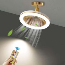 Silencieux Ventilateur de Plafond avec 30W led Lampe Intégrée et Télécommande Dimmable E27 Petit Lampe de Plafond Ventilateur Chambre Salle a Manger