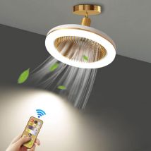 Coocheer - Silencieux Ventilateur de Plafond avec 30W led Lampe Intégrée et Télécommande Dimmable E27 Petit Lampe de Plafond Ventilateur Chambre