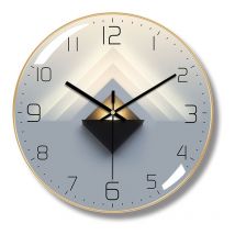 RHAFAYRE Silent Wall Clock, 30cm Diameter Wall Pendulum, Round Digital Quartz Wall Clock, Suitable for Living Room, Study, Bedroom, Kitchen (Gold-3)