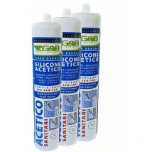 Silicone acetico bianco G&b 280 ml sanitari bagno climi freddi interno esterno 12 pezzi