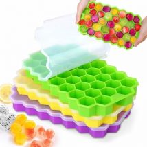 Lling - Silicone Ice Cube Tray, 3Pcs Ice Cube Mold with Lid - 111 Ice Cube Molds for Jelly Milk Juice - lfgb Certified and bpa Free