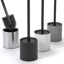 Jalleria - Silicone Stainless Steel Toilet Brush - Antibacterial Toilet Brush with Stylish Toilet Brush Holder - Design Toilet Brush Silicone with