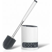 Silicone Toilet Brush with Holder,Toilet Brush Set with Flexible Bristle Brush,Hidden Tweezer Handle,Quick Drying Toilet Brush Set,Flooring/Mounted