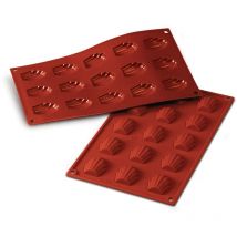 Silikomart - SF031 Stampo in Silicone per Monoporzioni madeleine, Antiaderente, 15 Monoporzioni, Confezione da 1 Stampo per Dolci, 44 x 34 mm, h 10
