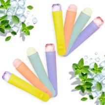 Silikon Eisform Tüte mit Deckel 78 ml - 8er Set - Wassereis Form bunt widerverwendbar
