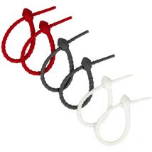 Eurotools - Silikon-Kabelbinder-Set 6,5 mm x 175 mm, 6-teilig, je 2 x rot, weiß und grau