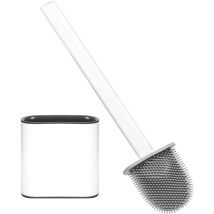 Memkey - Silikon-Toilettenbürste, Toilettenbürste mit schnell trocknendem Halter, abnehmbare Toilettenbürste mit langem Griff,