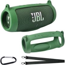 Sjqka - Silikonhülle für jbl Charge 5, wasserdichter tragbarer Bluetooth-Lautsprecher, weiche Gel-Abdeckung, Reise-Tragetasche mit Riemen (grün)